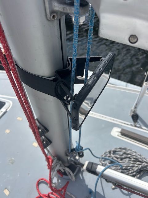 Secure onboard smartphone mounting used for live telemetry and video capture.