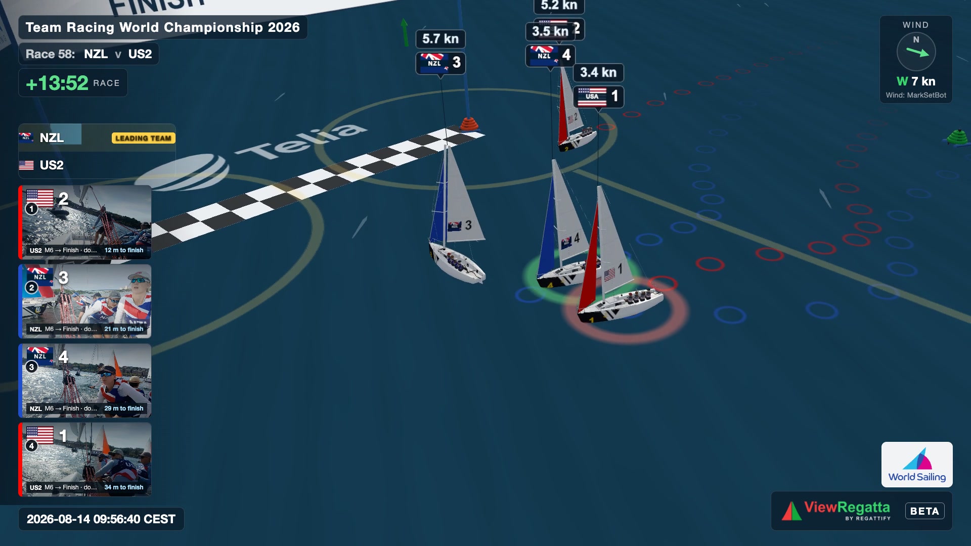 Race 58 from the Team Racing World Championship 2026, rendered by ViewRegatta.